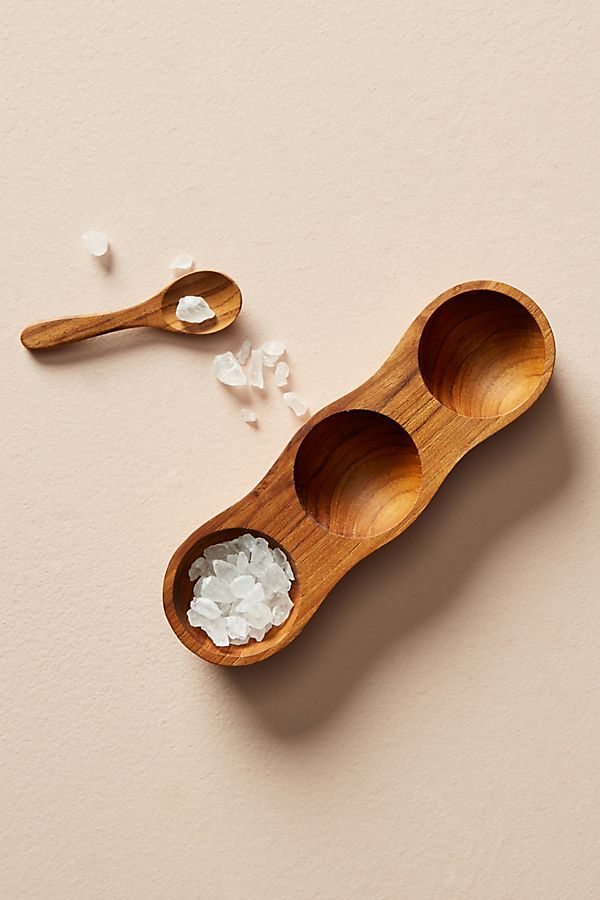 Slide View: 1: Teak Triple Spice Cellar