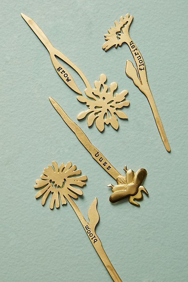 Slide View: 1: Brass Planter Marker Set