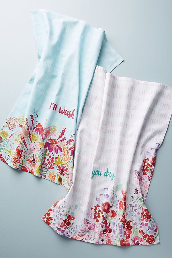 Slide View: 1: Best Wishes Dish Towels, Set of 2
