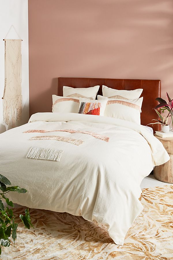 Slide View: 1: Aly Barohn Tonal Fringe Duvet Cover