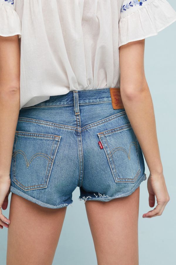 levi's mid rise denim shorts