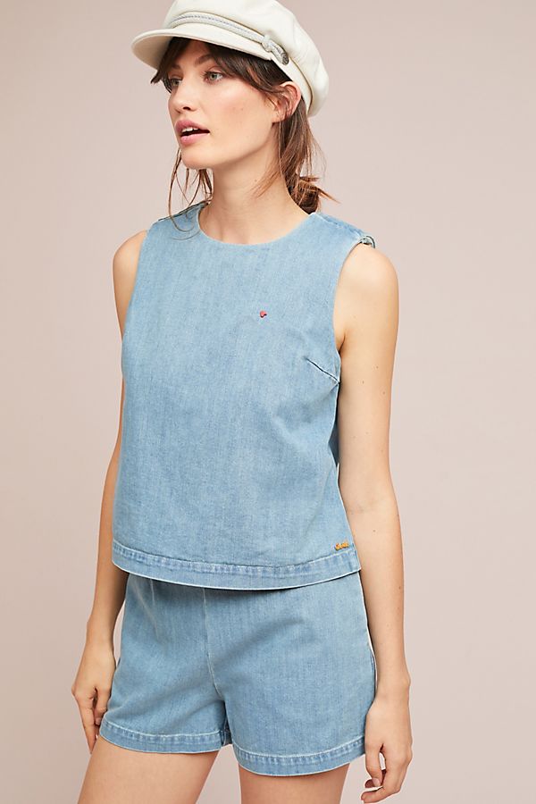Slide View: 1: Denim Romper