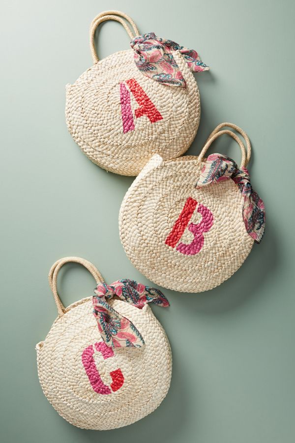 Monogram Straw Tote Bag | Anthropologie