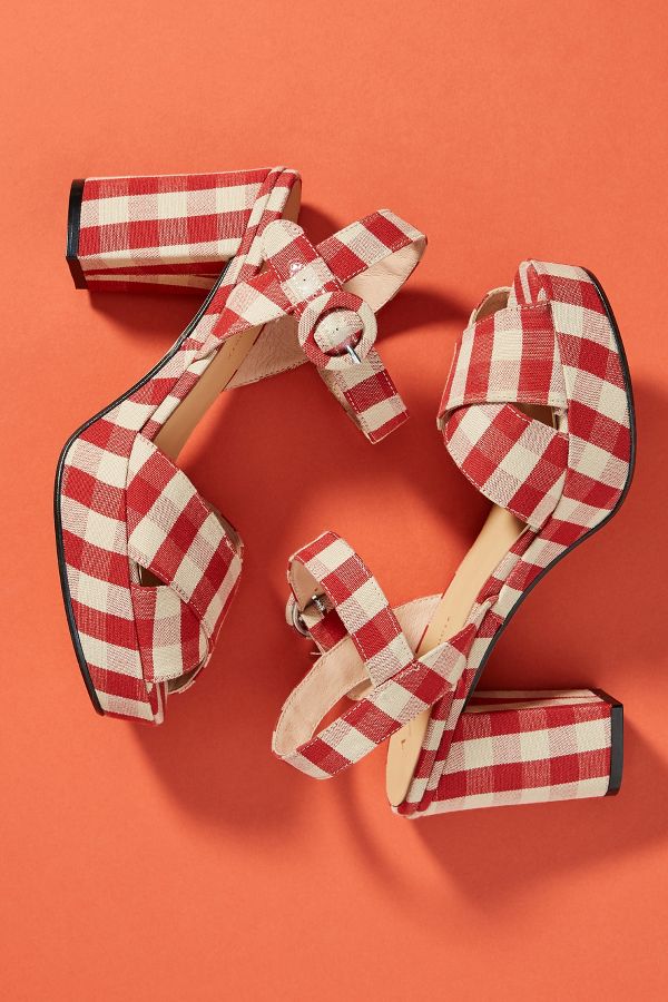 Anthropologie Gingham Platform Sandals | Anthropologie