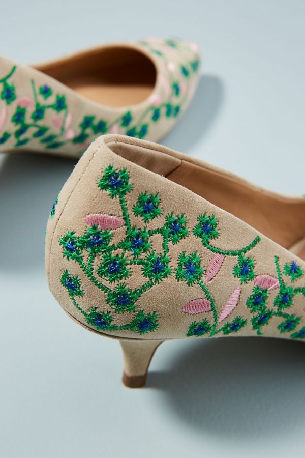 Anthropologie Floral Vine Kitten Heels | Anthropologie