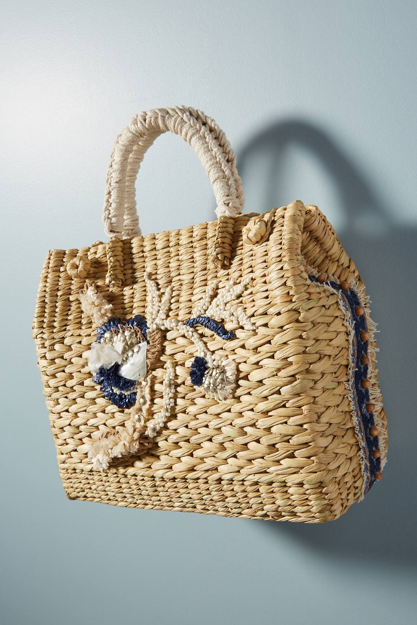 Floral Straw Tote Bag