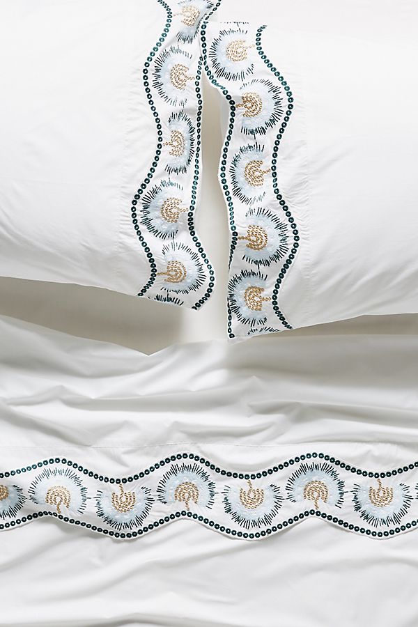 Slide View: 1: Embroidered Cypress Sheet Set