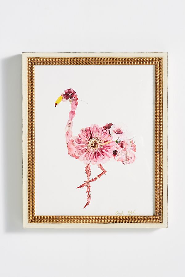 Slide View: 1: Floral Flamingo Wall Art