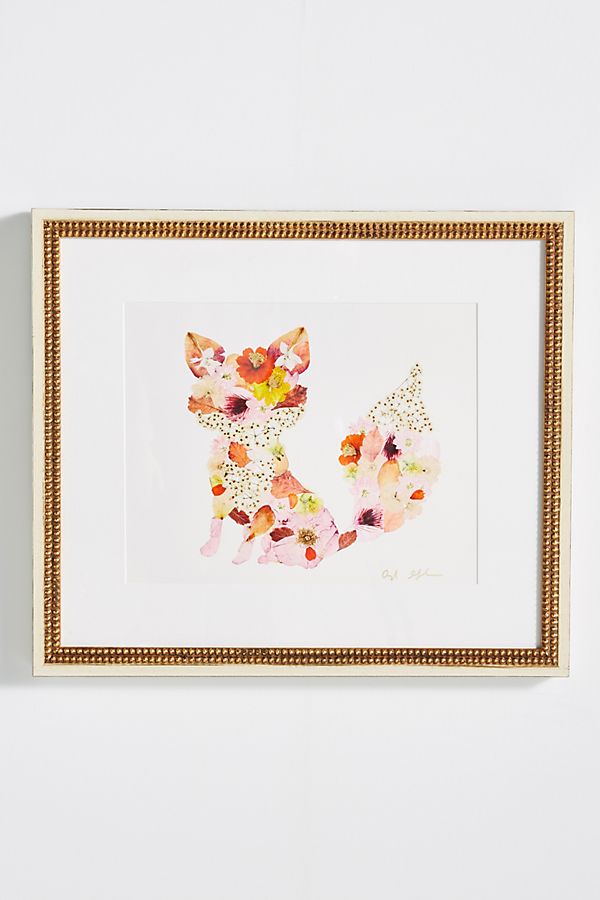 Slide View: 1: Pressed Flower Fox Wall Art