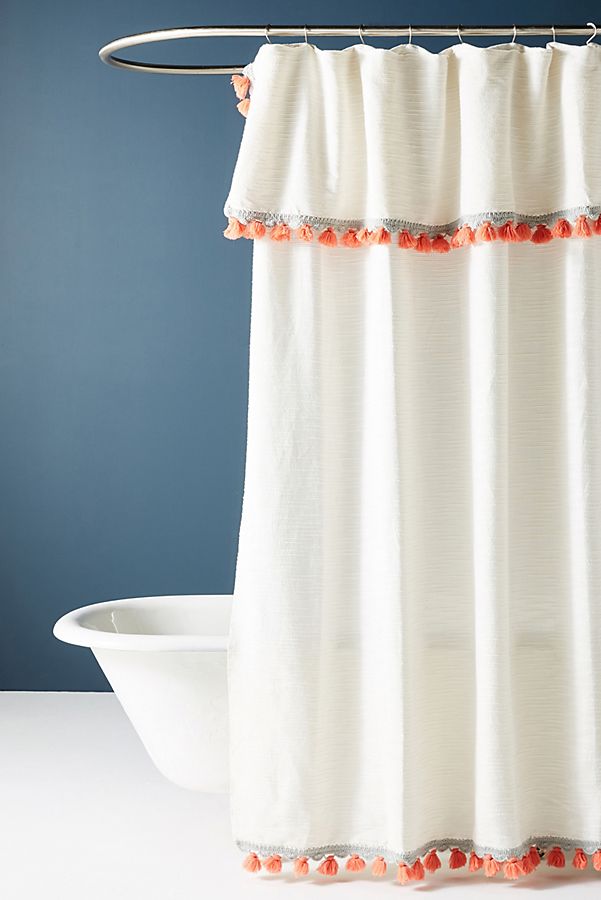 Slide View: 1: Tasseled Arden Shower Curtain
