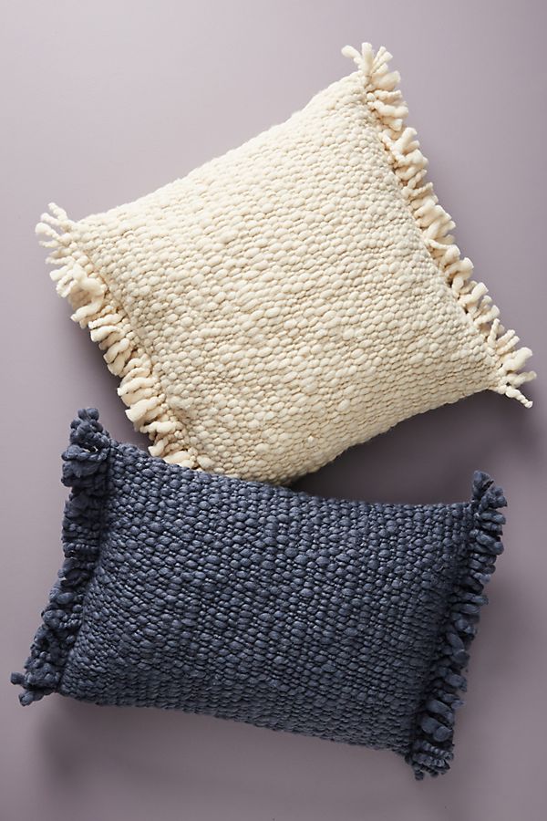 Slide View: 4: Fringed Knit Pillow