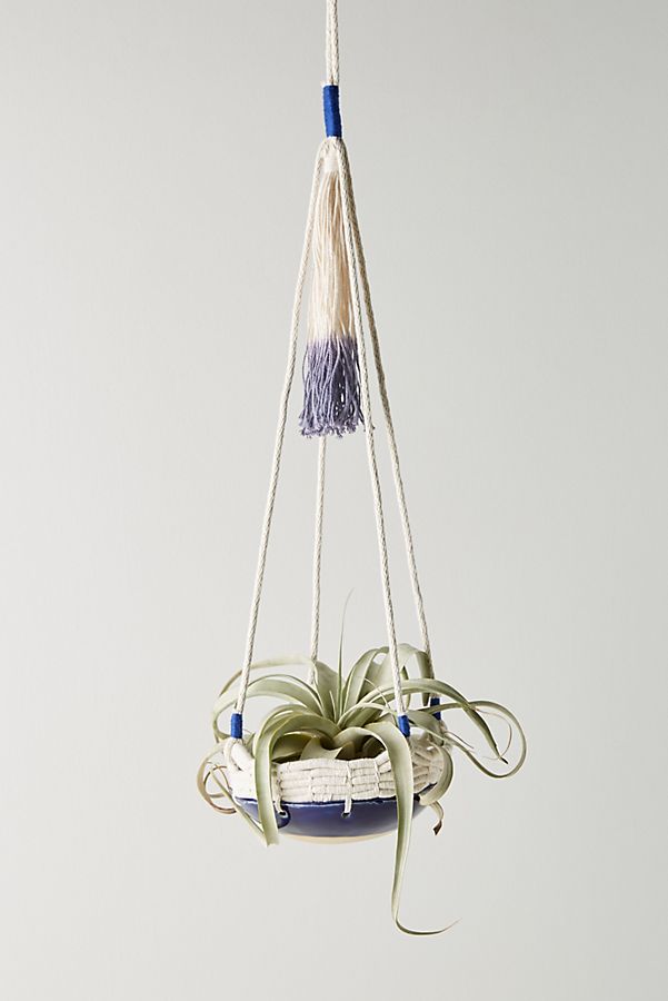 Slide View: 1: Dip-Dyed Ceramic Hanging Planter