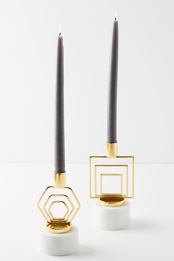 Slide View: 5: Geometric Marble Taper Holder
