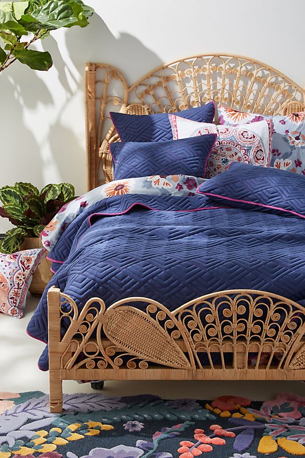 Slide View: 1: Embroidered Geo Quilt
