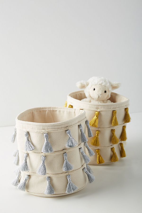 Slide View: 3: Tasseled Storage Basket