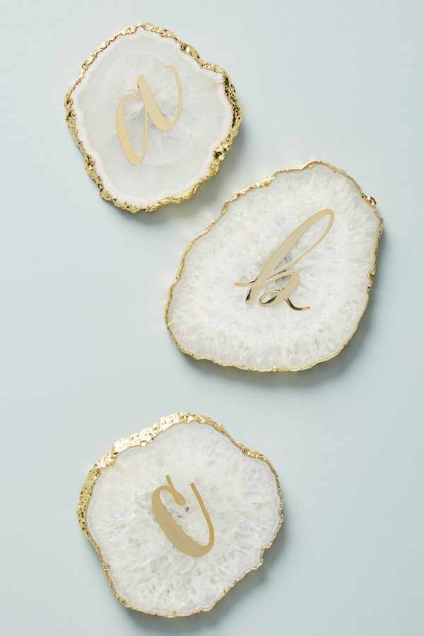 Monogram Agate Coaster | Anthropologie