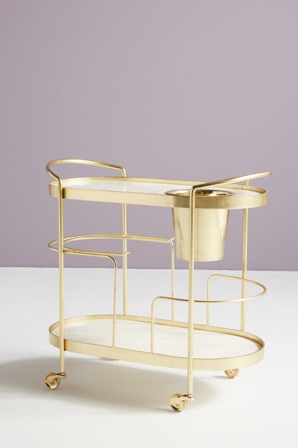 Marble-Top Brass Bar Cart | Anthropologie UK