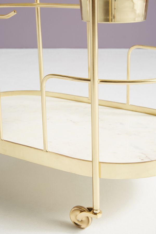 Marble-Top Brass Bar Cart | Anthropologie UK
