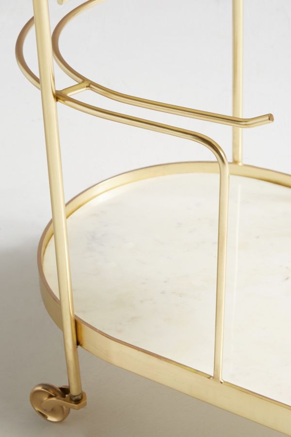 Marble-Top Brass Bar Cart | Anthropologie UK