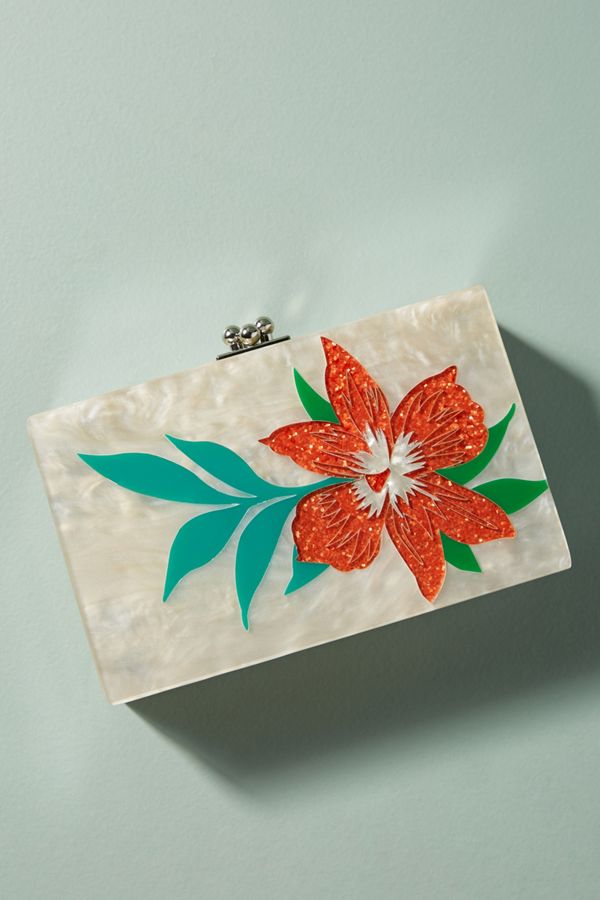 Tropical Flower Lucite Clutch 