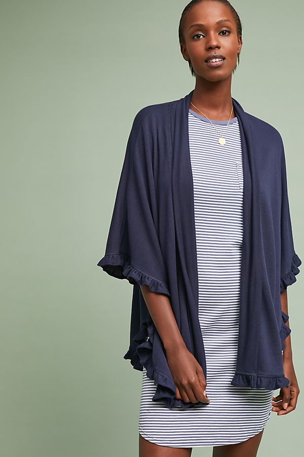Slide View: 1: Marine Ruffled Cardigan