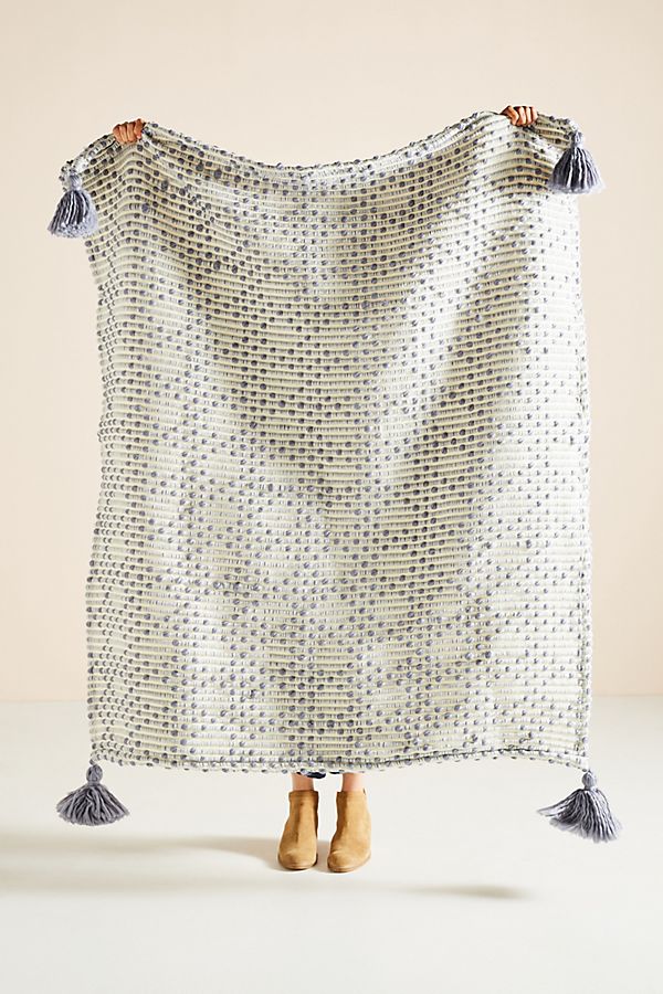 Slide View: 1: Textured Bobble Throw Blanket
