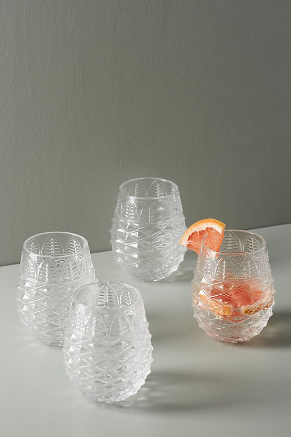 Slide View: 1: Pineapple Glasses, Set of 4