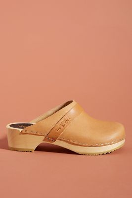 Swedish Hasbeens Leather Clogs In Yellow Modesens 
