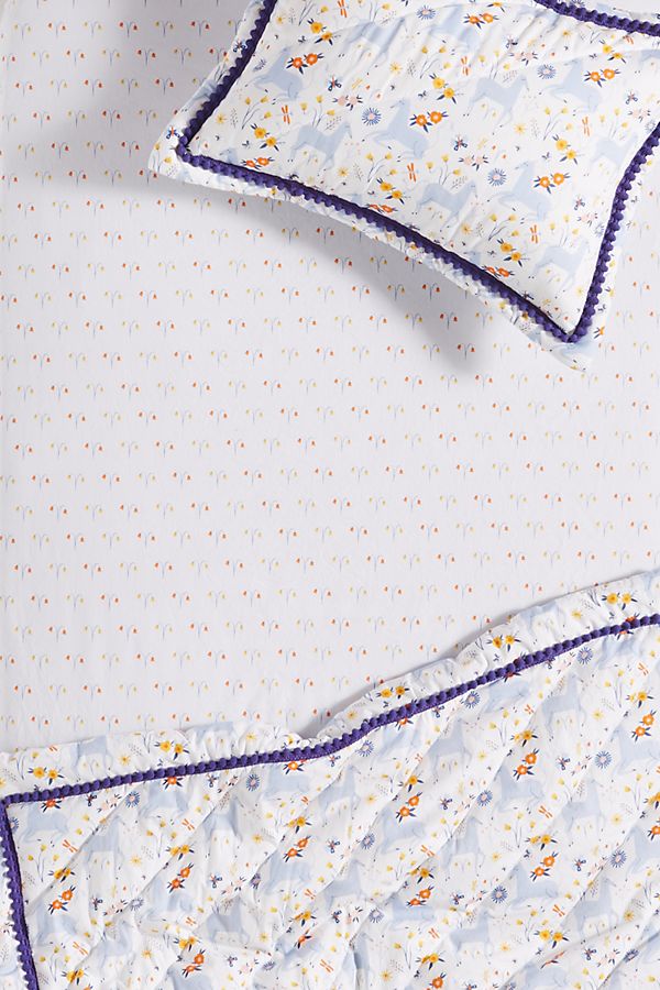 Slide View: 1: Yelena Bryksenkova Unicorn Meadow Crib Sheet