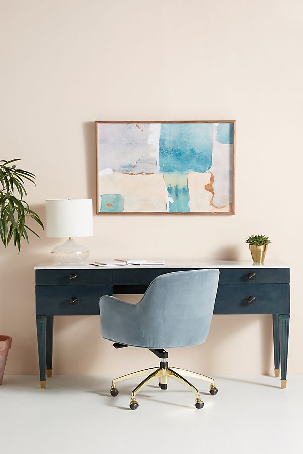 Slide View: 1: Marble-Topped Desk
