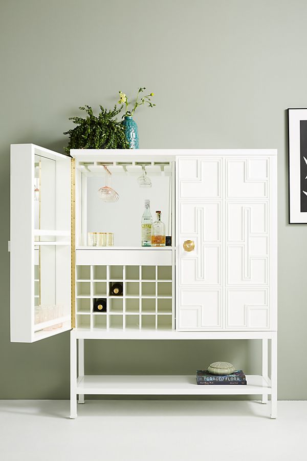 Lacquered Carre Bar Cabinet | Anthropologie