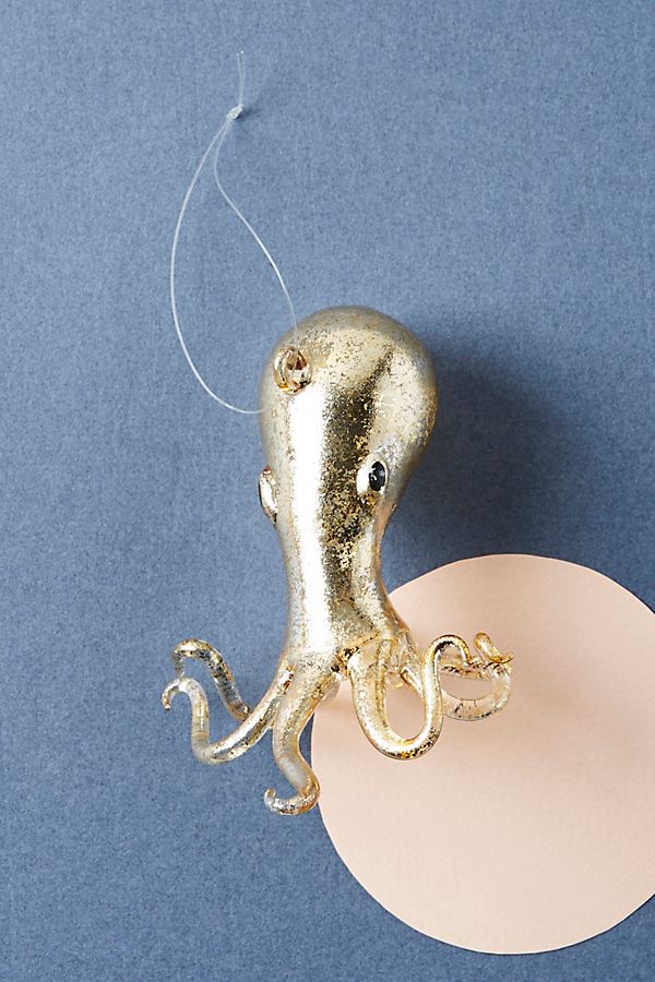 Slide View: 1: Golden Octopus Ornament