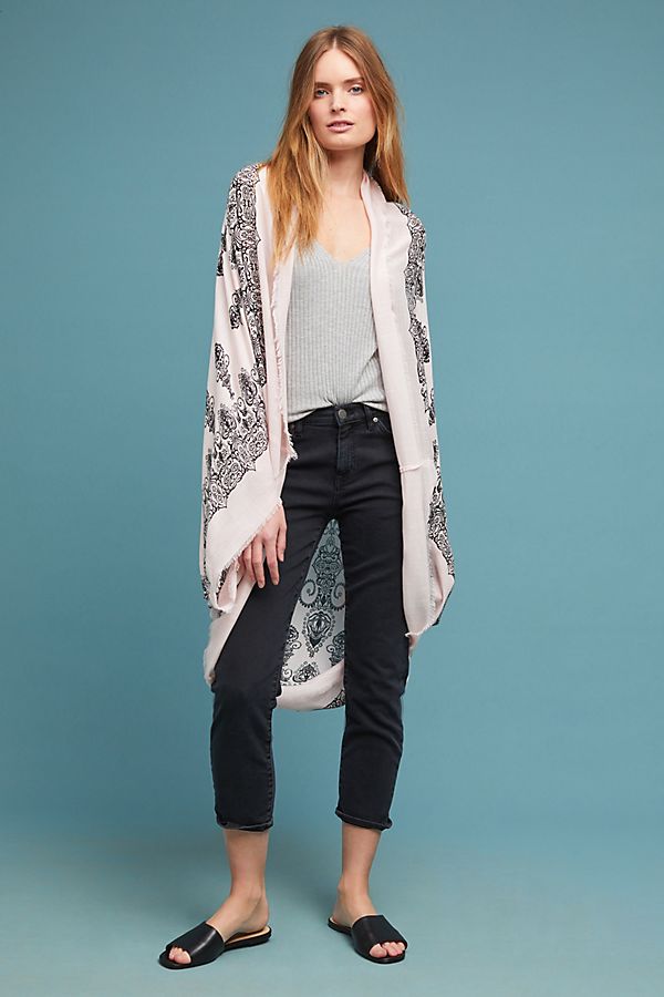 Slide View: 1: Mirrored Paisley Cocoon Kimono