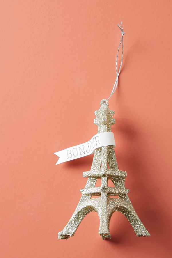 Slide View: 1: Glittering Eiffel Tower Ornament