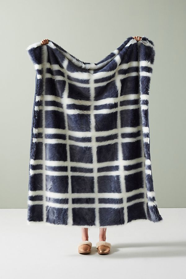 Slide View: 1: Marrion Faux Fur Throw Blanket