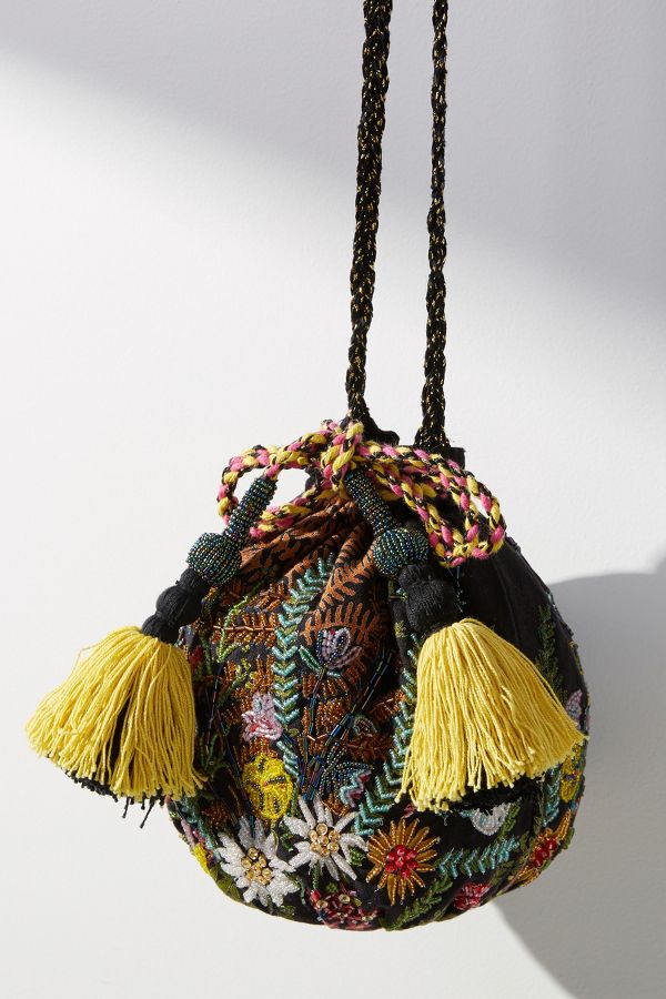 Wildflowers Embroidered Bucket Bag | Anthropologie