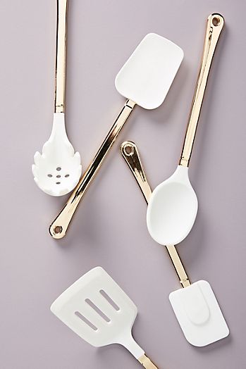Gold handled kitchen utensils