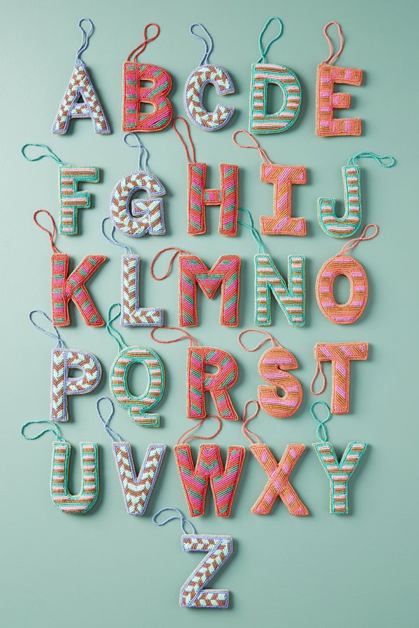 Slide View: 3: Beaded Monogram Ornament