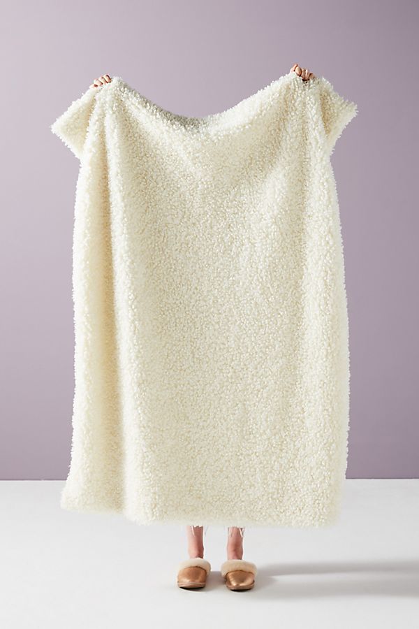Slide View: 1: Fuzzy Faux Fur Throw Blanket