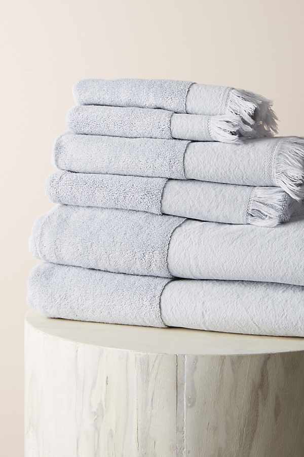 Slide View: 1: Blocked Border Bathroom Towels, Set of 6