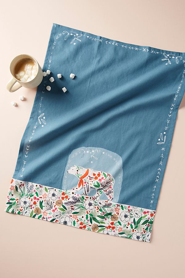 Slide View: 1: Polar Bear Dish Towel
