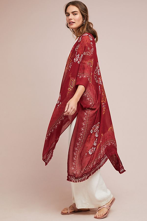 Slide View: 1: Sabrina Fringed Kimono