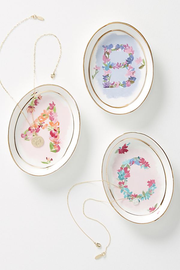 Slide View: 1: Kiana Mosley Monogram Trinket Dish