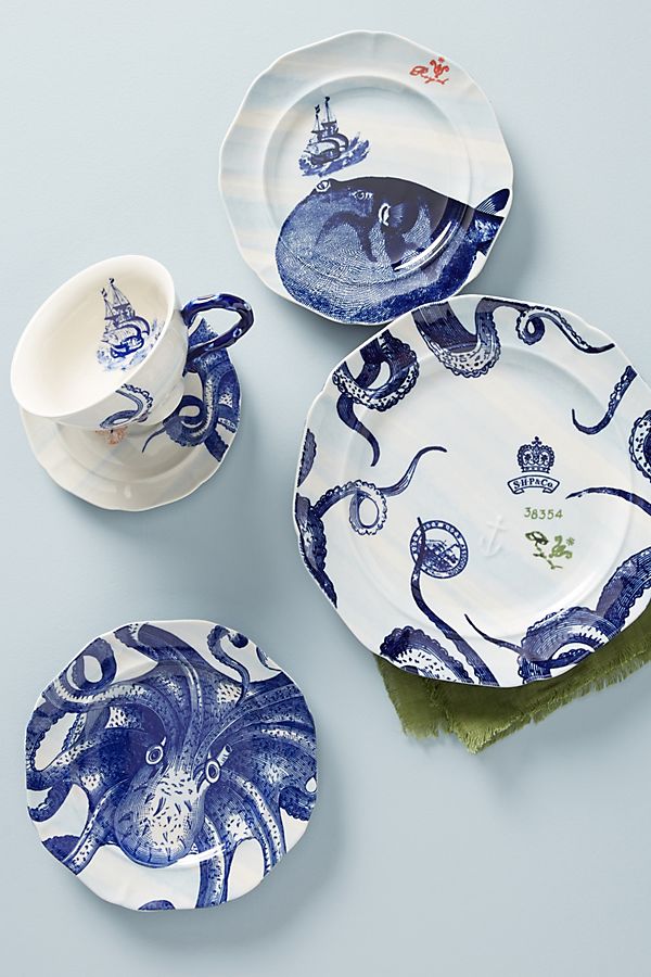 Slide View: 4: From The Deep Dinner Plates, Set of 4