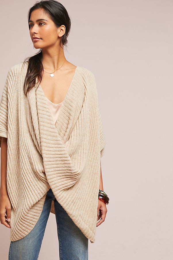 Slide View: 1: Twisted Ribbed Poncho