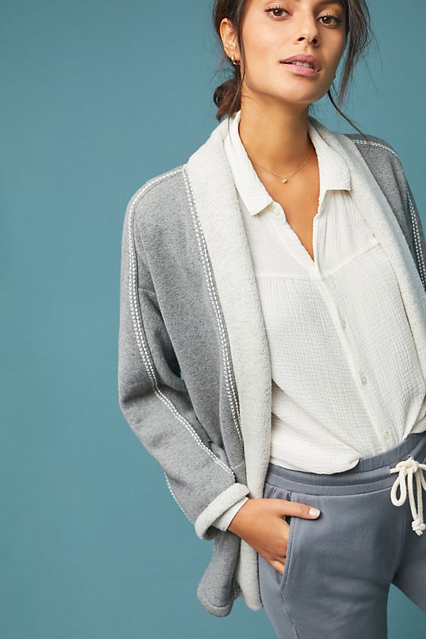Slide View: 1: Stitched Terry Cardigan