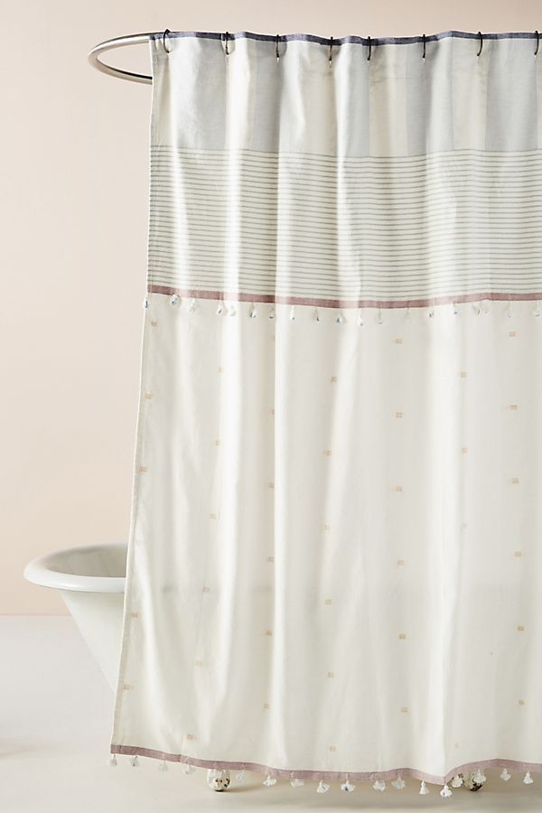 Slide View: 1: Tasseled Rayas Shower Curtain