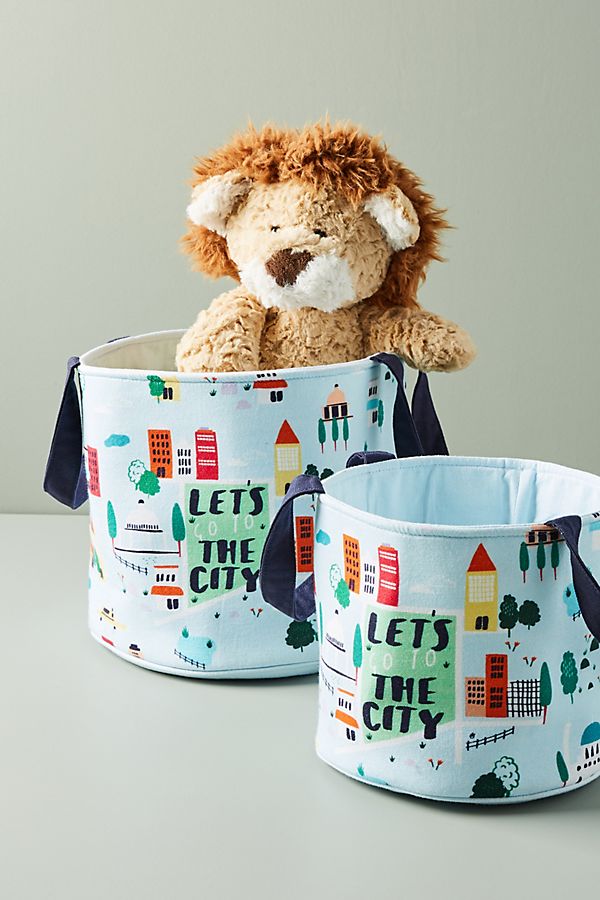 Slide View: 1: Lemon Ribbon Big City Storage Bin