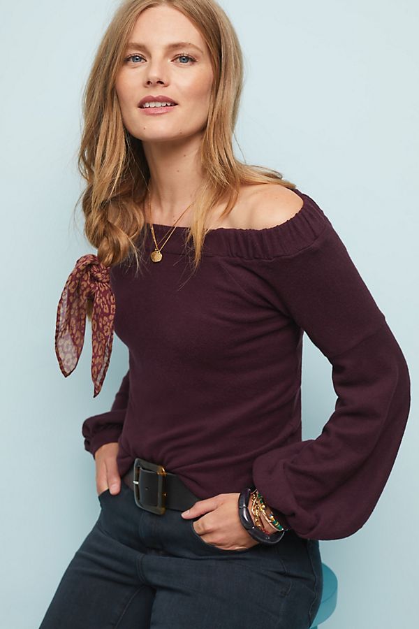 Slide View: 1: CloudFleece Off-The-Shoulder Top