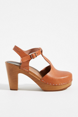 brown clogs with strap